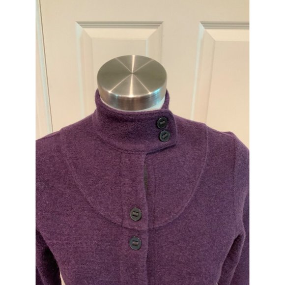 Ibex Purple Wool Button-Up Cardigan W/Pockets, Size XS - Picture 2 of 7